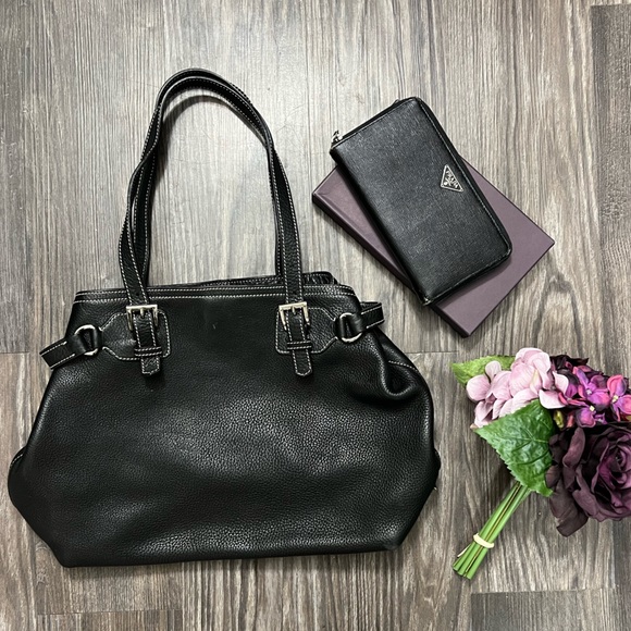 Prada Handbags - Black leather Prada Purse & Wallet set EUC!!!!